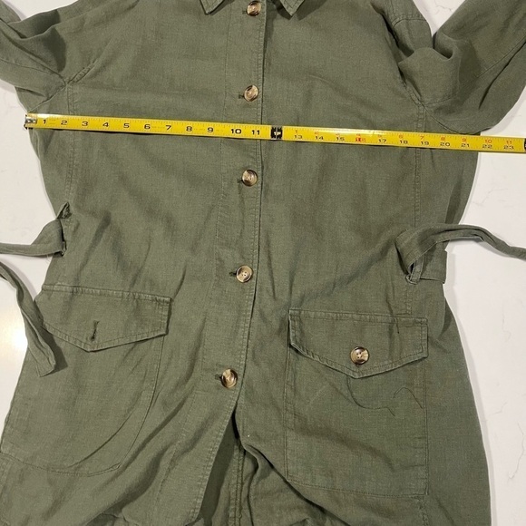 Zac & Rachel Olive Green Button Down Over Shirt - Picture 7 of 9